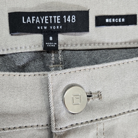 Lafayette 148 Mercer Acclaimed Stretch Taupe Skinny Pants Mid Rise Neutral - Picture 5 of 9